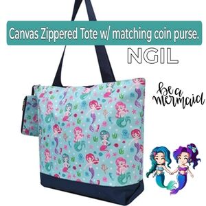 🧜‍♀️ Mermaid NGIL Canvas Tote Bag 5 🌟 rating for beach, pool, every